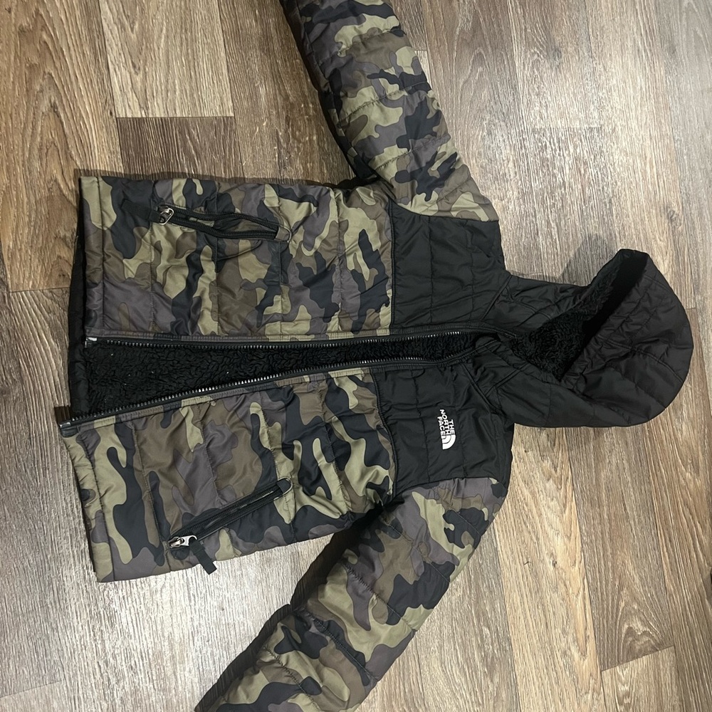 The North Face Green and Black Camouflage Jacket